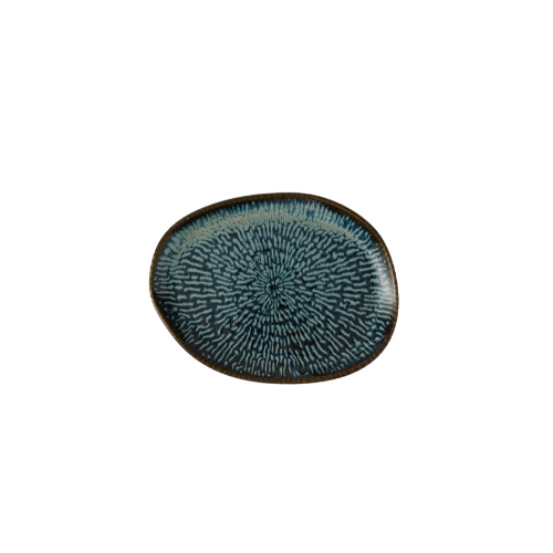 Churchill Cascade saffierblauw ovaal bord 26 x 20 cm – reactief geglazuurd serveerbord voor de horeca