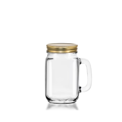 APS drinkjar met oor en deksel 473 ml - mason jar voor cocktails en frisdrank