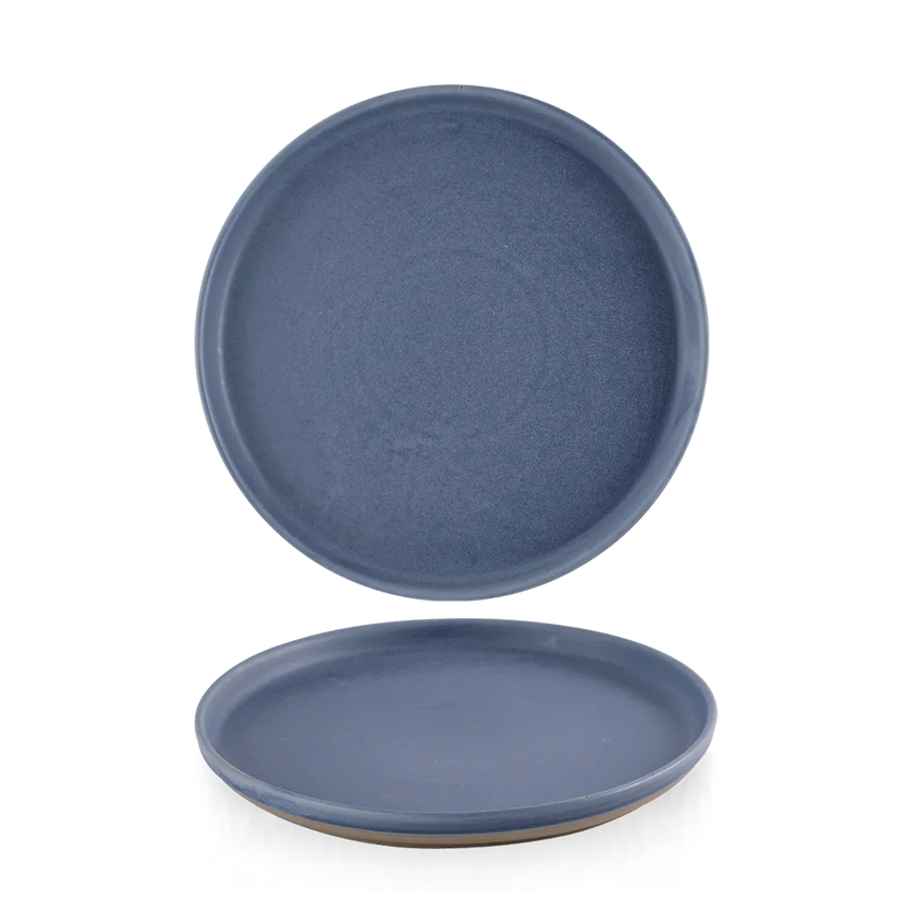 Churchill Emerge Oslo Blue bord met rand Ø 21 cm – blauw bord voor horeca