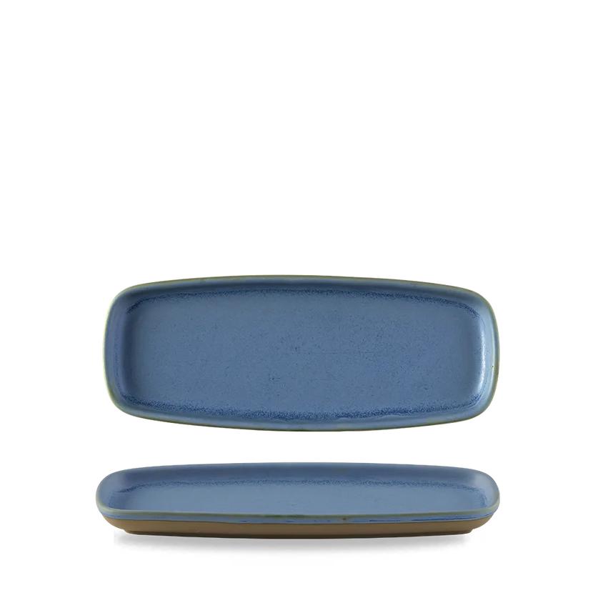 Churchill Emerge Oslo Blue langwerpig bord 25,1 x 10 cm – blauwe keramische serveerplaat