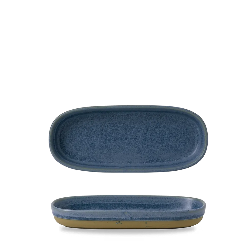 Churchill Emerge Oslo Blue dienblad 23,3 x 10 cm – langwerpige blauwe keramische schaal