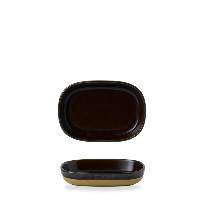 Churchill Emerge Cinnamon Brown dienblad 17,3 x 11,9 cm – bruine keramische serveerschaal voor de horeca
