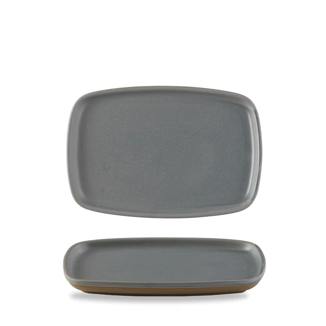 Churchill Emerge Seattle Grey langwerpig bord 22 x 15 cm – grijs keramisch serveerbord