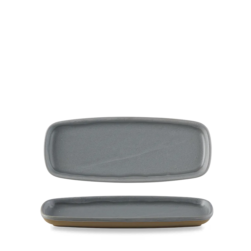 Churchill Emerge Seattle Grey langwerpig bord 25,1 x 10 cm – grijze keramische serveerplaat