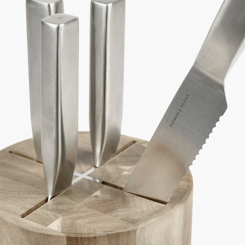 Serax Base messenset met houten messenblok – professionele koksmessen voor keuken en horeca