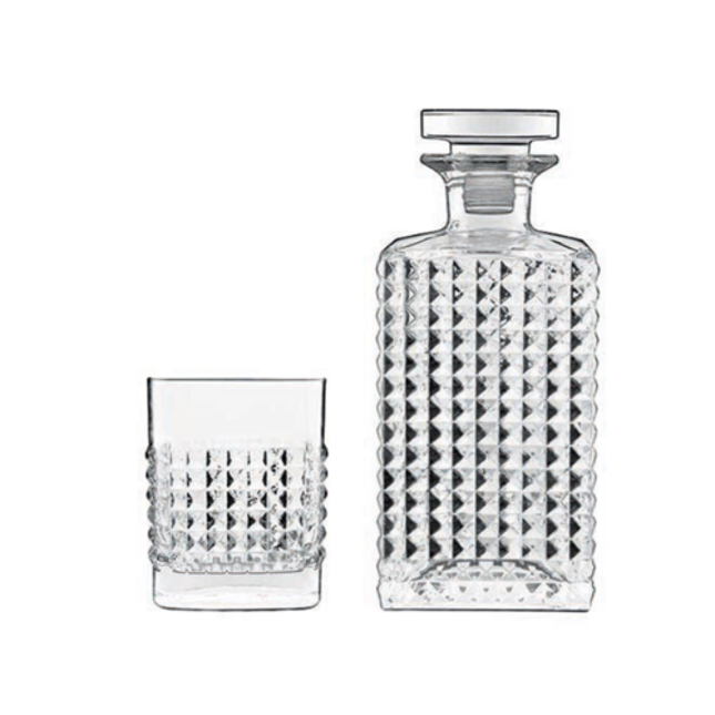Luigi Bormioli Elixir Whiskey set 5-delig – karaf met whiskyglazen voor restaurants