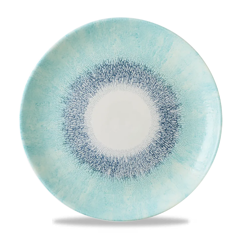 Churchill Studio Prints Fusion Blue Evolve coupebord Ø 28,8 cm – randloos porseleinen bord voor hoofdgerechten