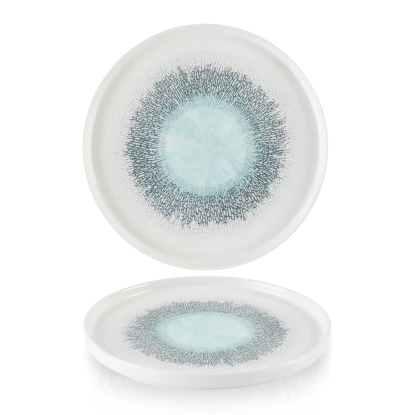 Churchill Studio Prints Fusion Blue bord met rand Ø 26 cm – groot blauw patroonbord voor restaurants