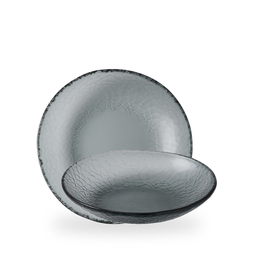 Churchill Viana Glass Dusk kom 24,5 cm – rookgrijze organische glazen kom voor salade en dessert