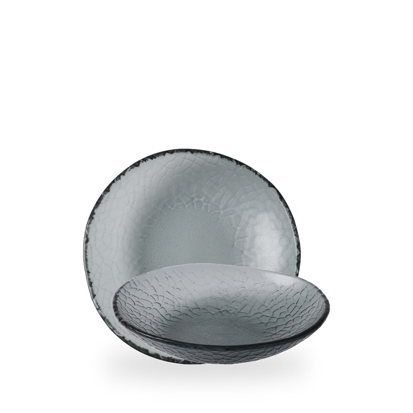Churchill Viana Glass Dusk kom 21 cm – rookgrijze organische glazen kom voor salade en soep
