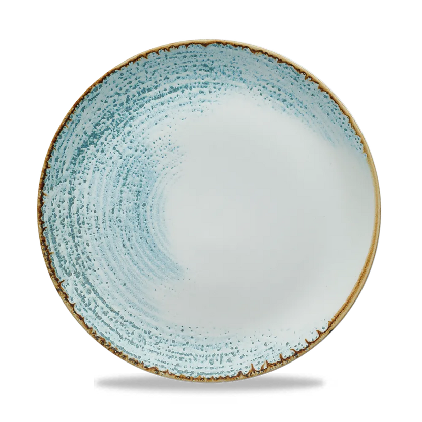 Churchill Homespun Aquamarine Evolve coupebord 26 cm – turquoise randloos bord voor restaurants