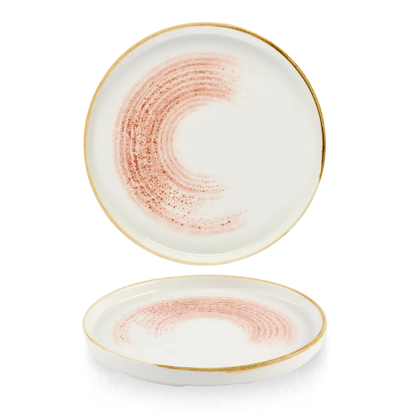 Churchill Homespun Coral bord met rand Ø 26 cm – groot koraalkleurig bord voor restaurants