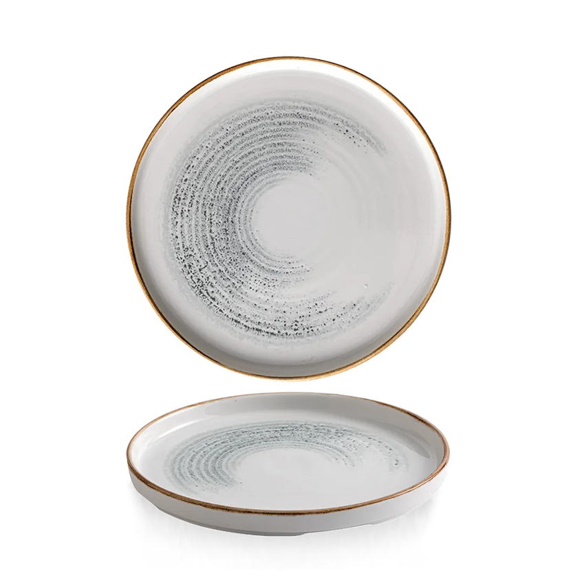 Churchill Homespun Accents Jasper Grey bord met rand 21 cm – grijs bord voor de horeca