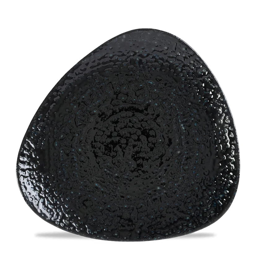 Churchill Homespun Black Lotus bord Ø 26,5 cm – gegolfde rand zwart bord voor presentatie