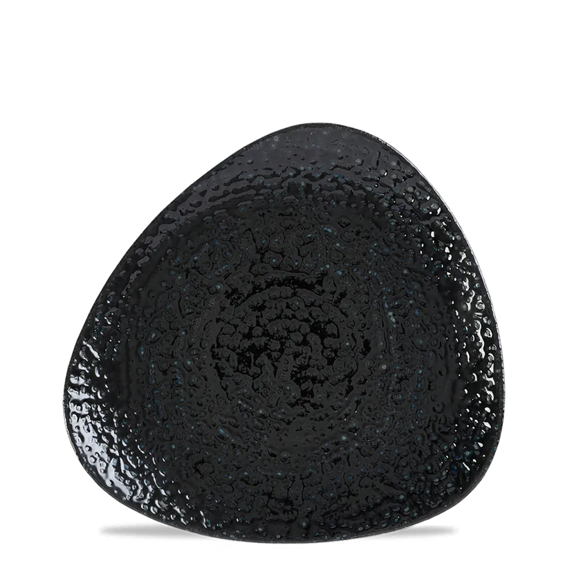 Churchill Homespun Black Lotus bord Ø 18,5 cm – zwart bord met bloemrand voor restaurants