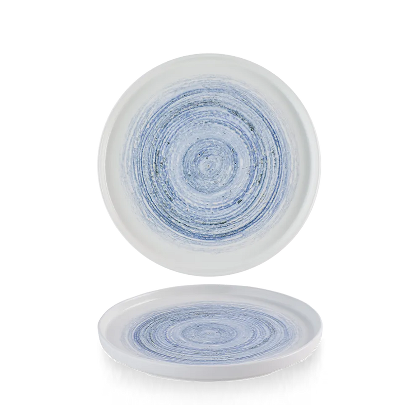 Churchill Elements Coast bord met rand Ø 15,7 cm – klein gemêleerd blauw bord voor horeca
