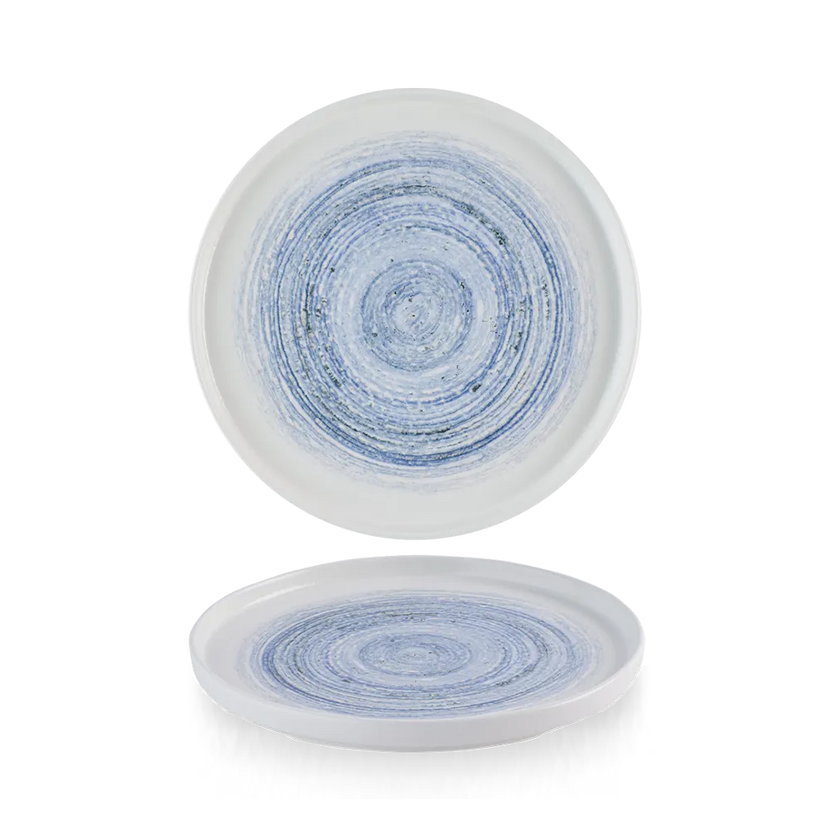 Churchill Elements Coast bord met rand Ø 21 cm – gemêleerd blauw bord voor restaurants