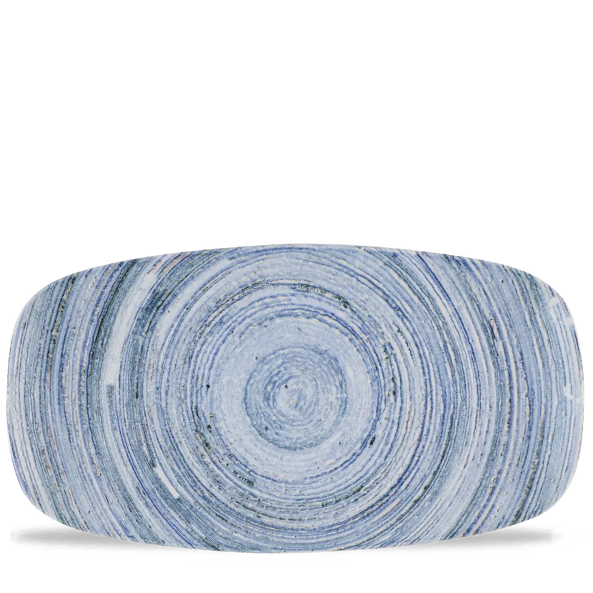 Churchill Elements Coast chef's ovaal bord 35,5x18,9 cm – groot gemêleerd blauw bord voor restaurants