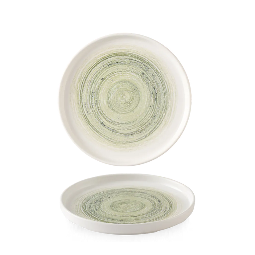 Churchill Elements Fern bord met rand Ø 16 cm – groen porseleinen bord voor horeca en cafés