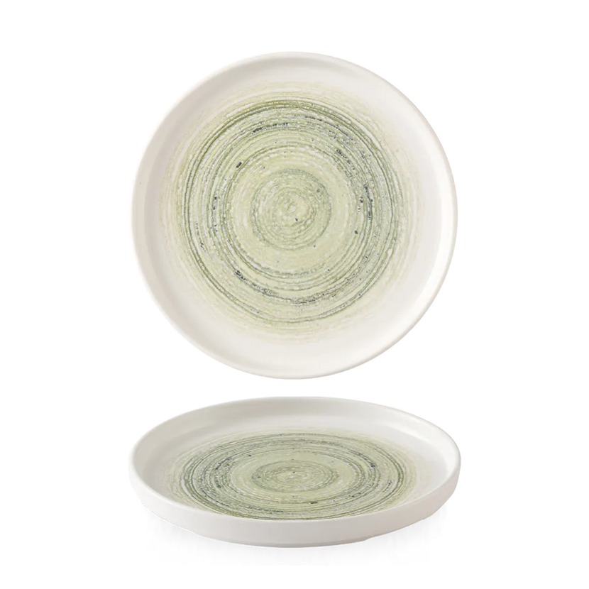 Churchill Elements Fern bord met rand Ø 21 cm – groen porseleinen bord voor restaurants en hotels