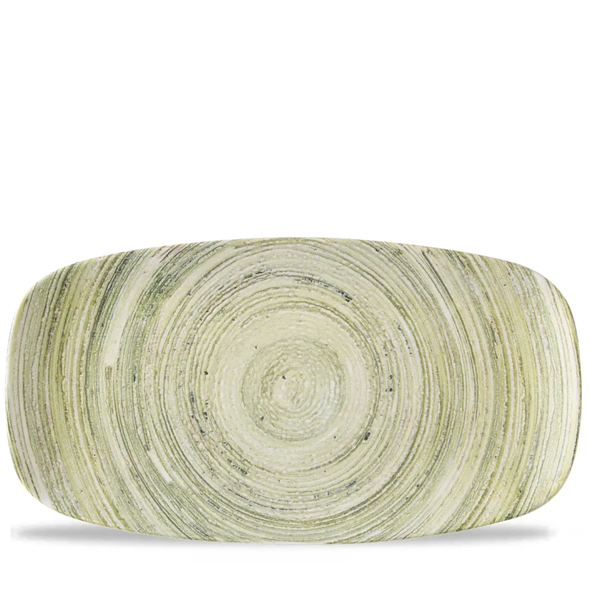 Churchill Elements Fern ovaal chef's bord 35,5x18,9 cm – groen porseleinen bord voor fine dining