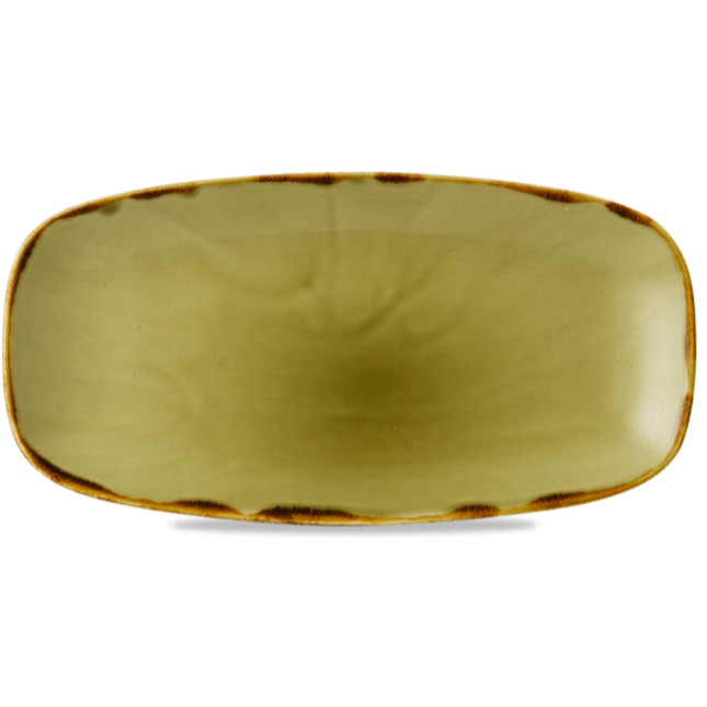 Dudson Harvest Green langwerpig chef-bord 35,5x18,9 cm – groen porselein voor restaurants