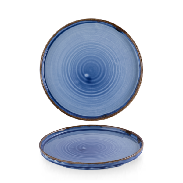 Dudson Harvest Indigo bord met opstaande rand 21 cm – indigoblauw porseleinen bord voor de horeca