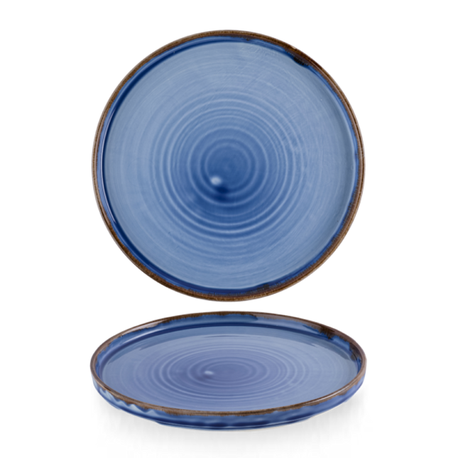 Dudson Harvest Indigo bord met opstaande rand 26 cm – indigoblauw porseleinen bord voor restaurants