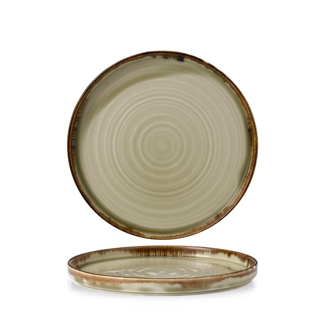 Dudson Harvest Linen bord met opstaande rand 21 cm – linnen porseleinen bord voor de horeca