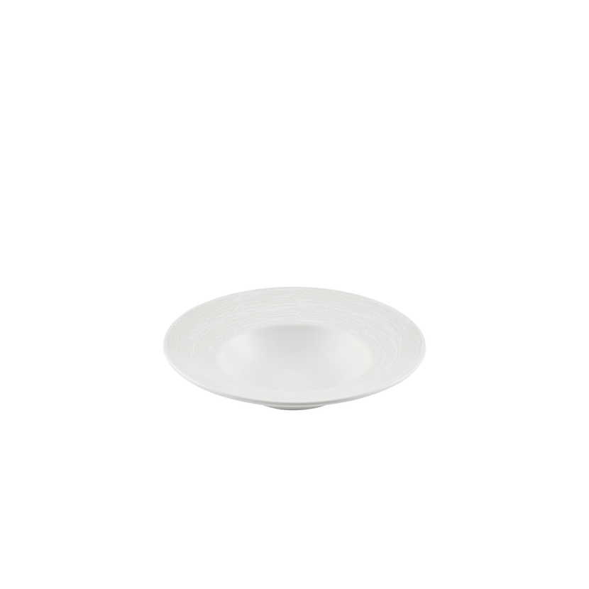 Churchill Inked Elements Ice kom met brede rand 24 cm – ijswit porseleinen kom voor hoofdgerechten