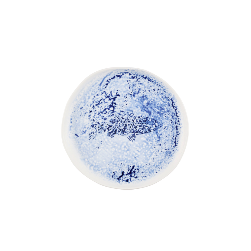 Churchill Inked Fresco Blue organisch bord 16,5 cm – blauw porseleinen bordje voor voorgerechten en tapas