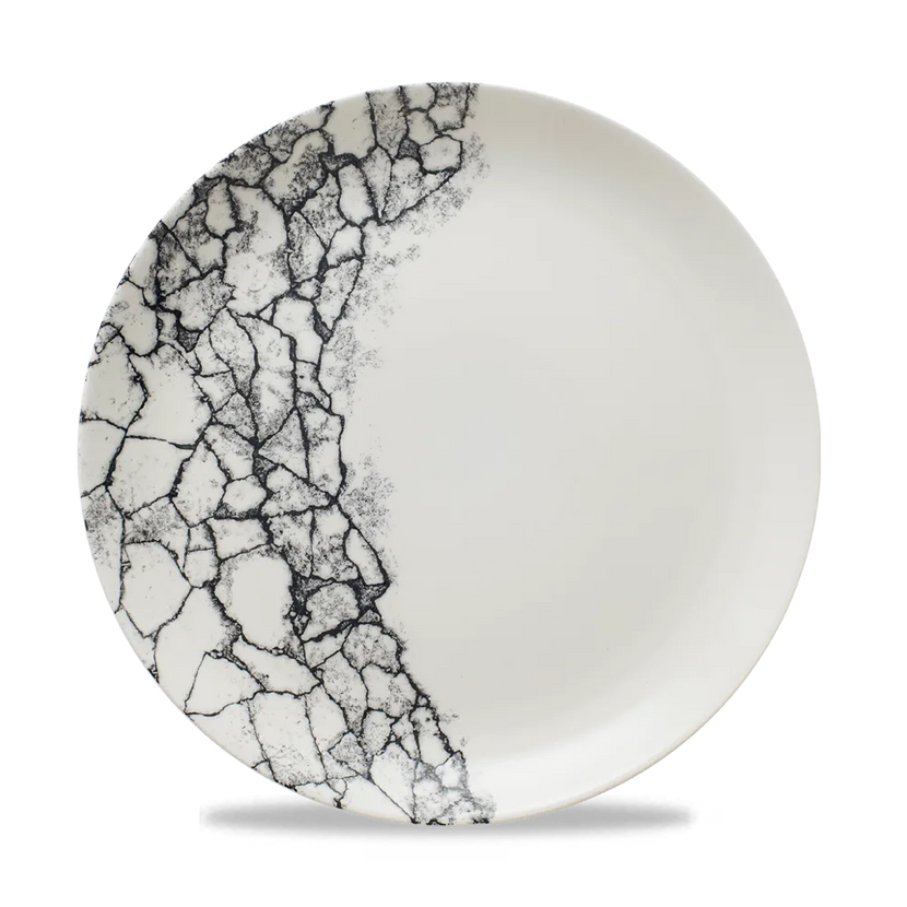 Churchill Kintsugi Accents Quartz Black Evolve coupebord 26 cm – zwart bord met kintsugi-look