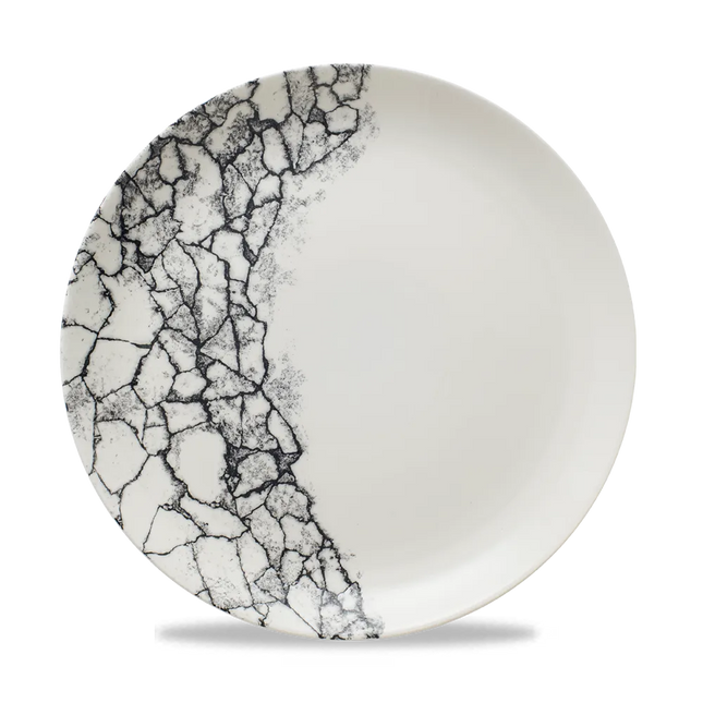 Churchill Kintsugi Accents Quartz Black Evolve coupebord 26 cm – zwart bord met kintsugi-look