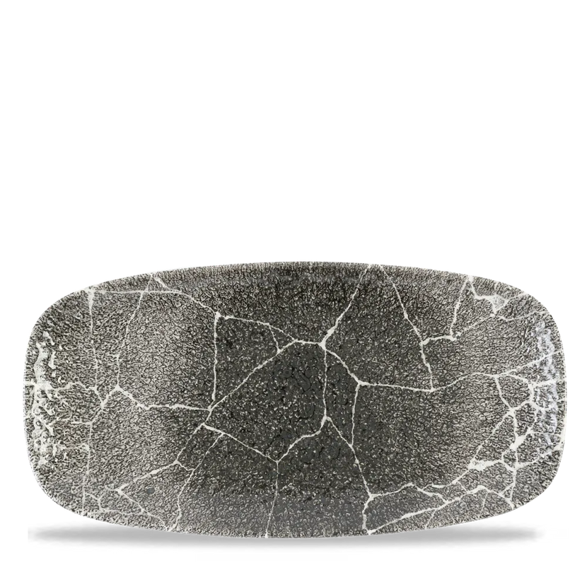 Churchill Kintsugi Black chef's ovaal bord – langwerpig zwart bord met goudaccent voor horeca