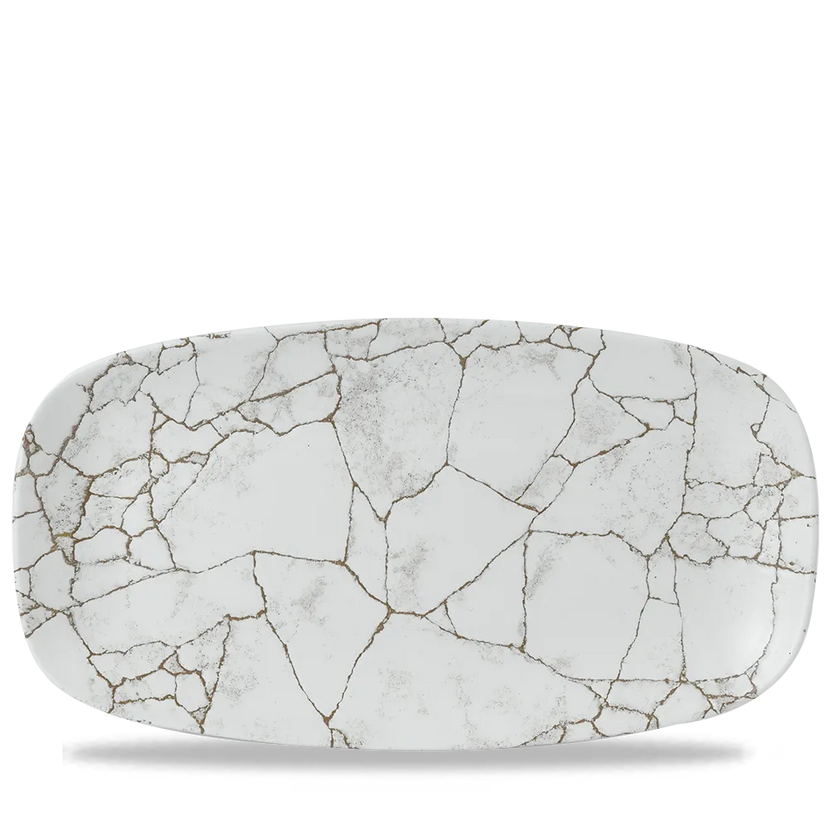 Churchill Studio Prints Kintsugi Agate Grey chef's langwerpig bord 35 cm – groot grijs serveerbord
