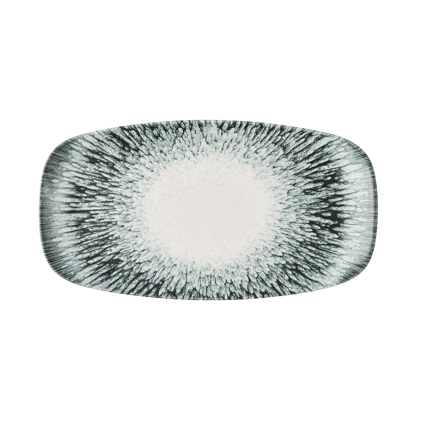 Churchill Lume Black langwerpig bord 35,5 x 18,9 cm – zwart porseleinen bord voor koffie en thee