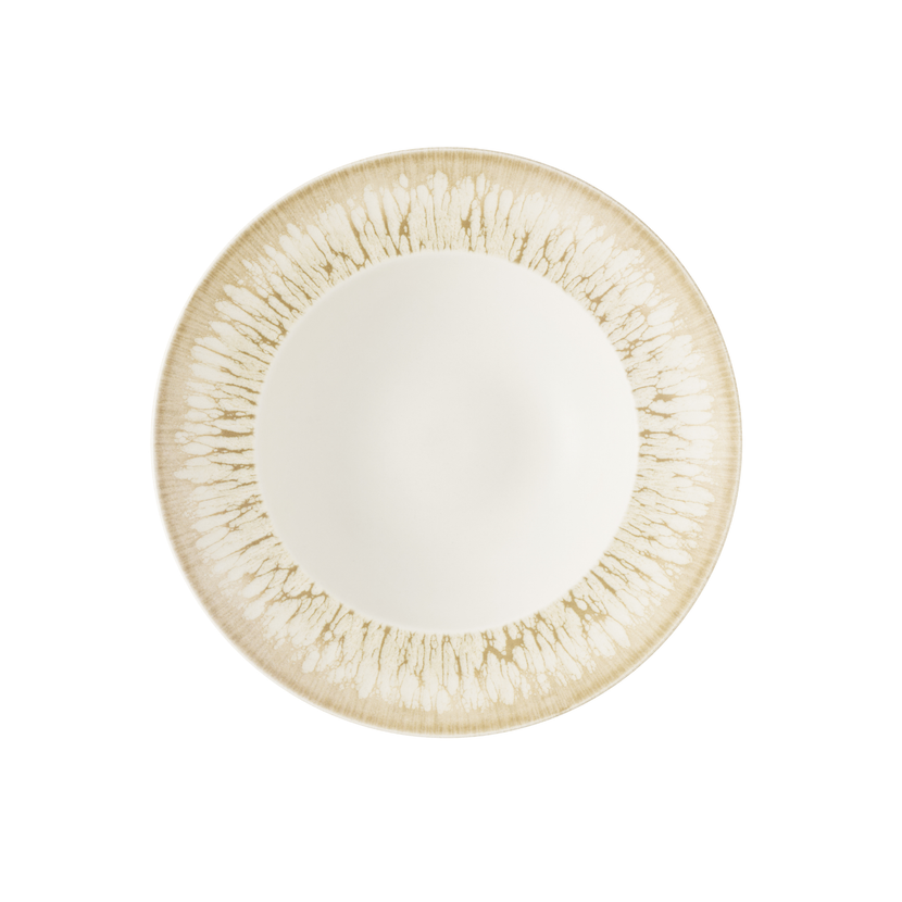 Churchill Lume Natural kom met brede rand 28 cm – naturel porseleinen kom voor pasta en salade