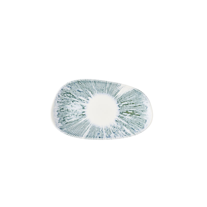 Churchill Lyra Blue Opal ovaal bord 22 x 13 cm – blauw porseleinen bord voor voorgerechten en tapas