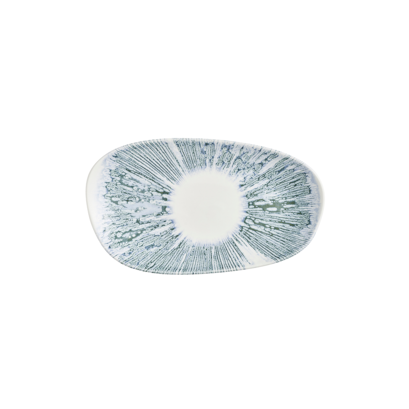 Churchill Lyra Blue Opal ovaal bord 26 x 15 cm – blauw porseleinen bord voor bijgerechten