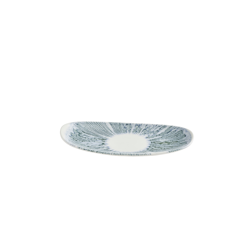 Churchill Lyra Blue Opal ovaal bord 26 x 15 cm – blauw porseleinen serveerbord voor de horeca