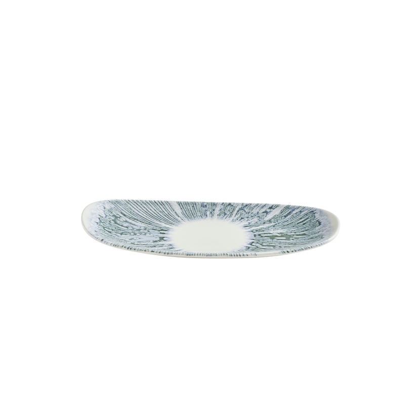Churchill Lyra Blue Opal ovaal bord 35 x 15 cm – blauw porseleinen bord voor fine dining