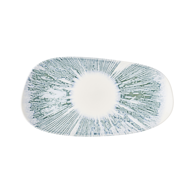 Churchill Lyra Blue Opal ovaal bord 35 x 18,5 cm – blauw porseleinen serveerbord voor de horeca