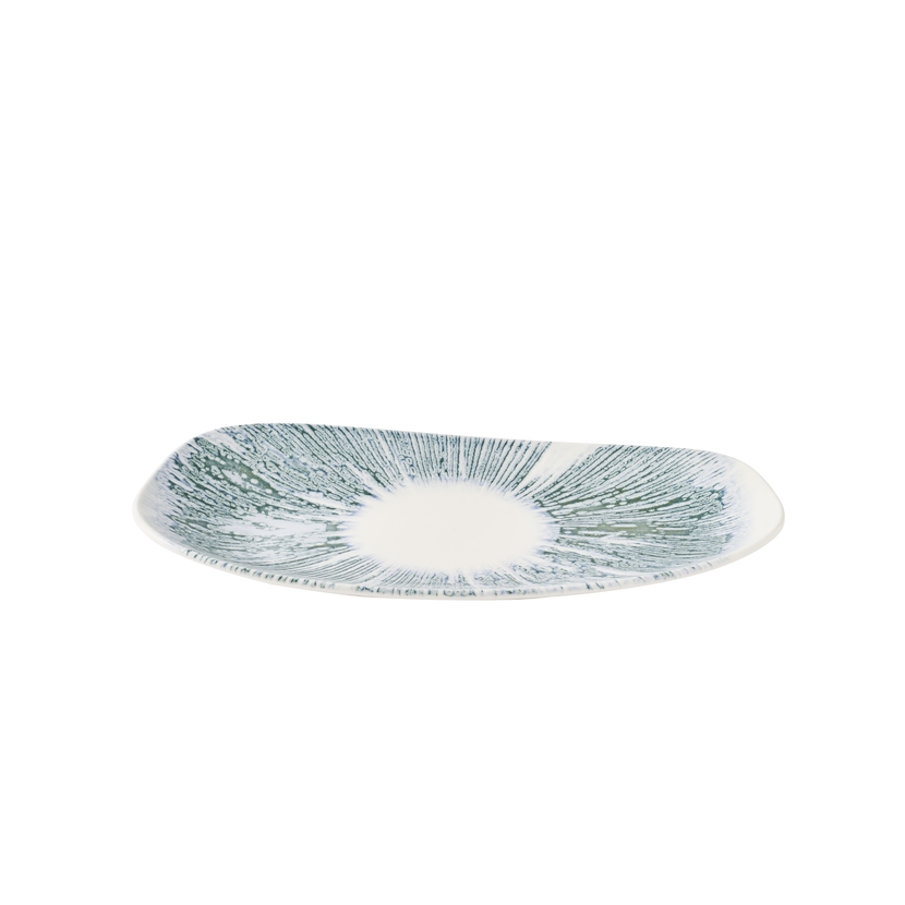 Churchill Lyra Blue Opal ovaal bord 35 x 18,5 cm – blauw porseleinen bord voor fine dining