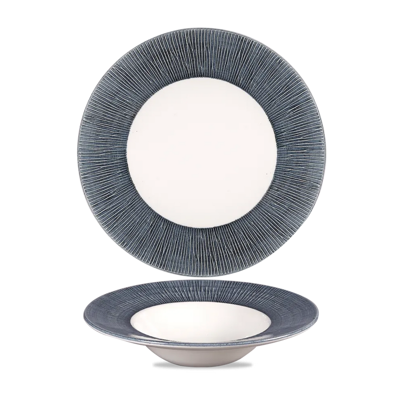 Churchill Bamboo Spinwash Mist kom brede rand 24 cm – grijsblauwe pastakom voor restaurants
