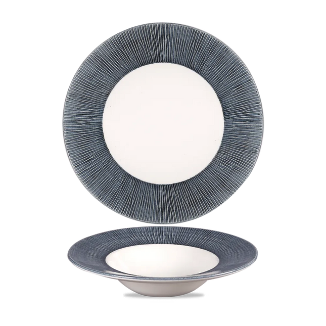 Churchill Bamboo Spinwash Mist kom brede rand 24 cm – grijsblauwe pastakom voor restaurants