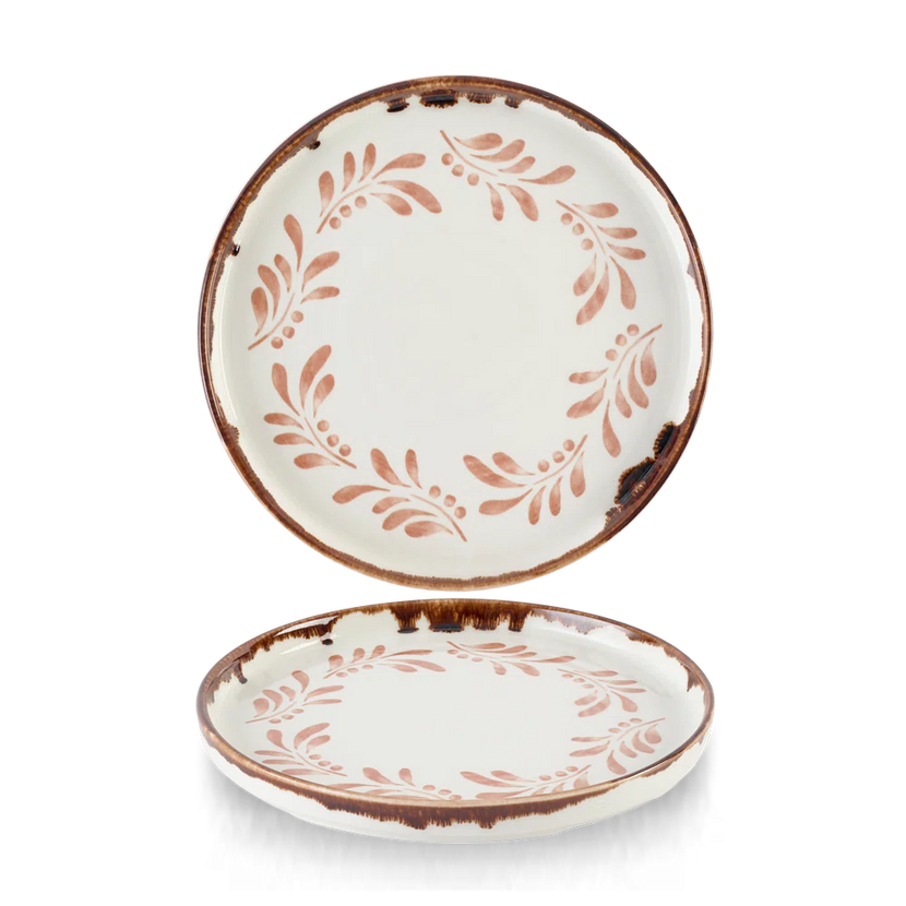 Dudson Harvest Terracotta bord met opstaande rand 21 cm – terracotta porseleinen bord voor de horeca
