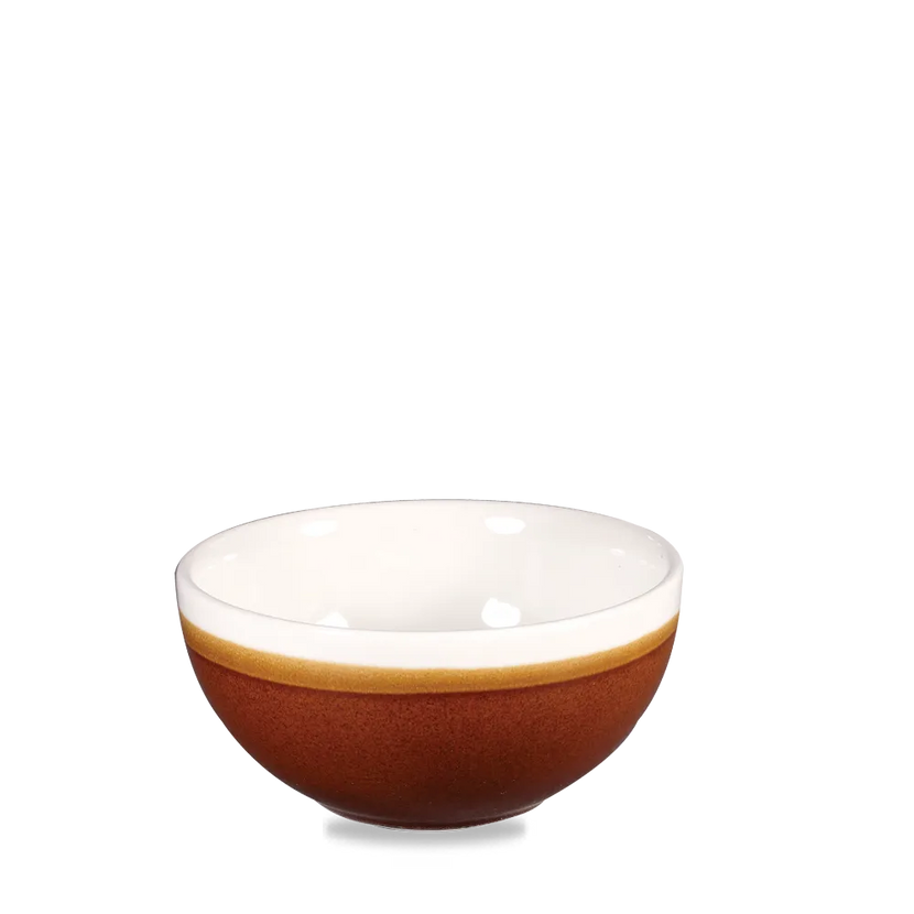 Churchill Monochrome Cinnamon Brown soepkom 473 ml – bruine porseleinen soepkom voor restaurants