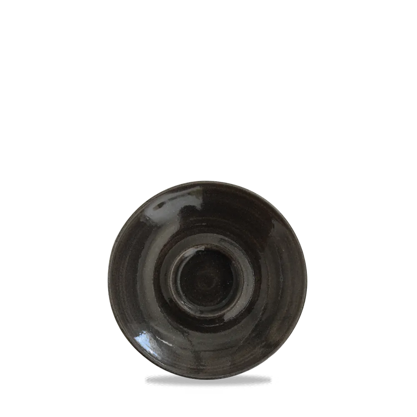 Churchill Monochrome Iron Black espressoschotel 11 cm – zwart porseleinen onderschoteltje