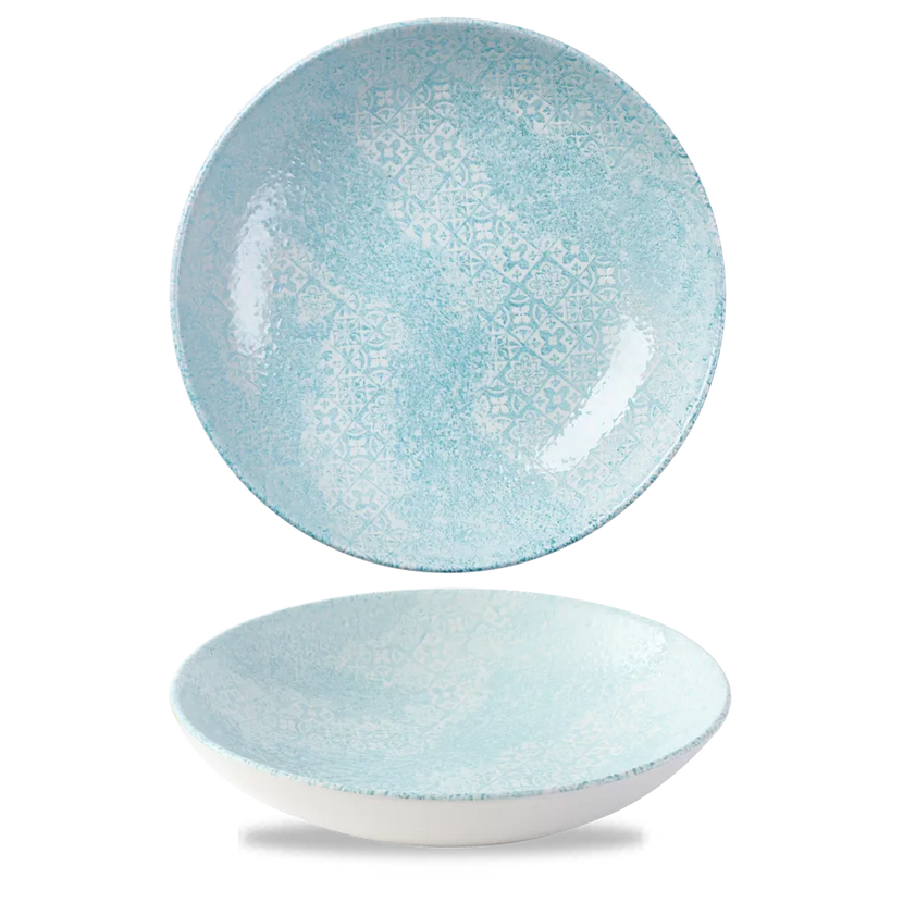 Churchill Med Tiles Aquamarine Evolve coupekom Ø 24,8 cm – randloze gespikkelde kom voor salades