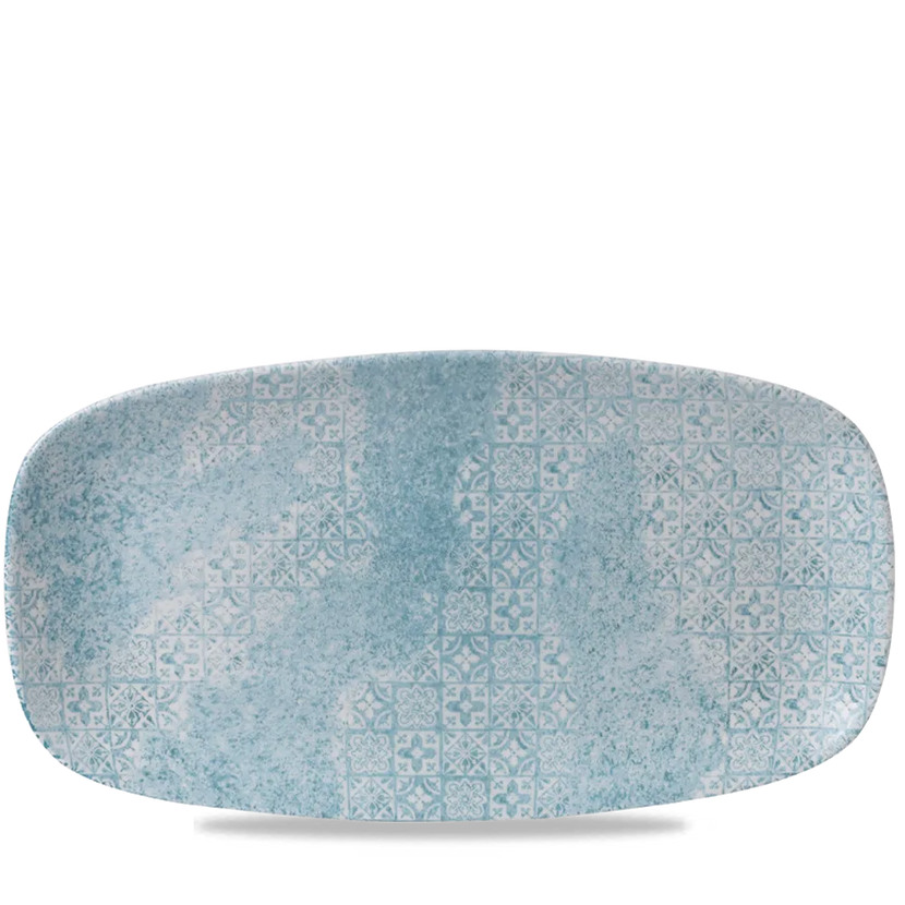 Churchill Aquamarine Med Tiles chef's langwerpig bord – groot turquoise serveerbord voor de horeca